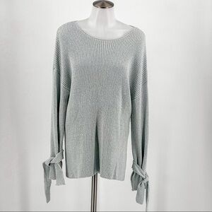 Lush Women's Knit Sweater Tunic Long Sleeve Scoop Neck Sweater Baby Blue/Gray